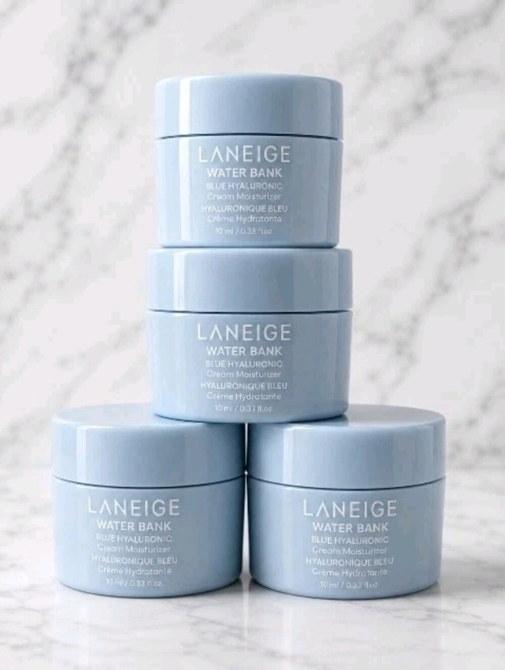 4 x Laneige Water Bank Blue Hyaluronic Cream Moisturizer .33 oz each = 1.32 oz